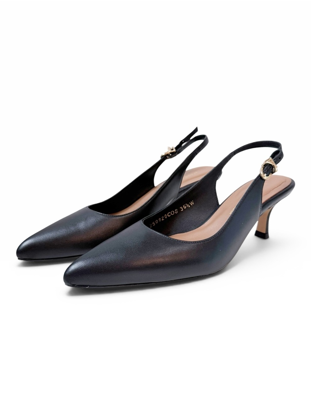 Margaux Colette Pointed Slingback Kitten Heels Black Size 36 1/2 Wide